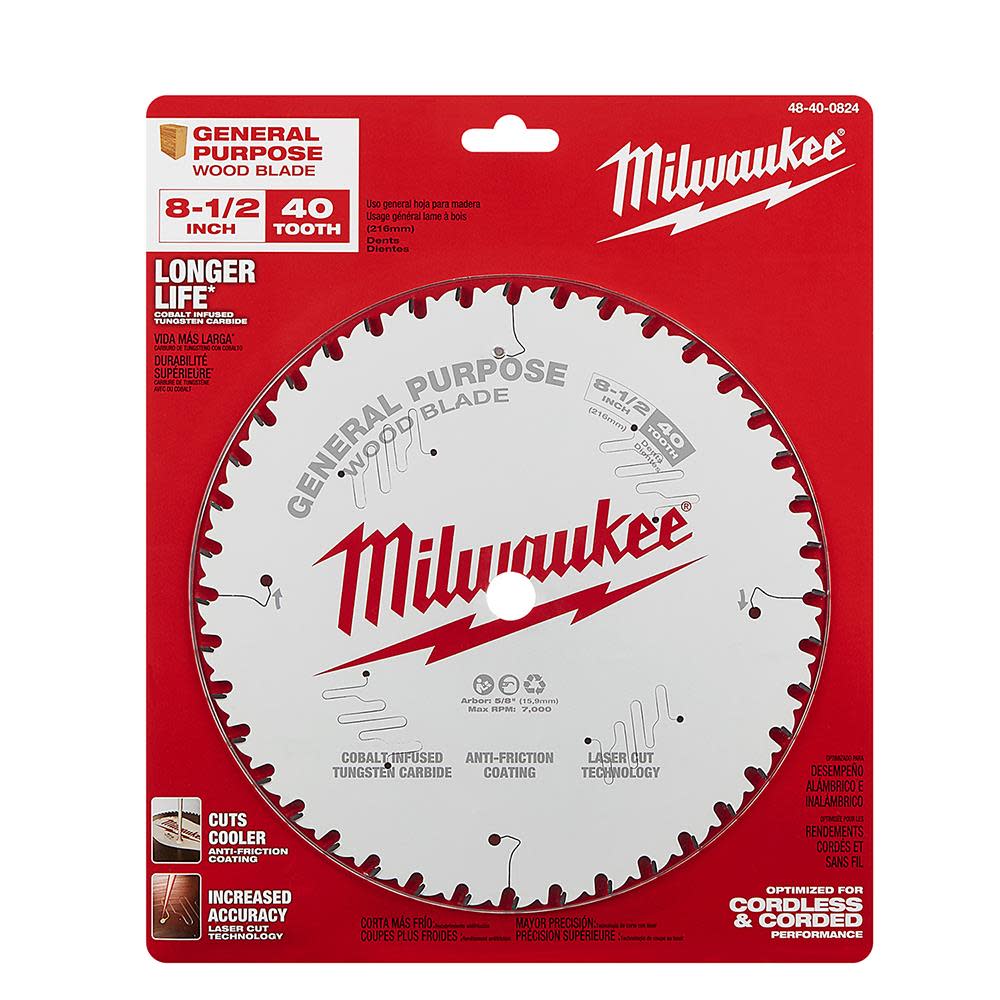 Milwaukee 8-1/2 in. 40T General Purpose Circular Saw Blade - Ascmtools