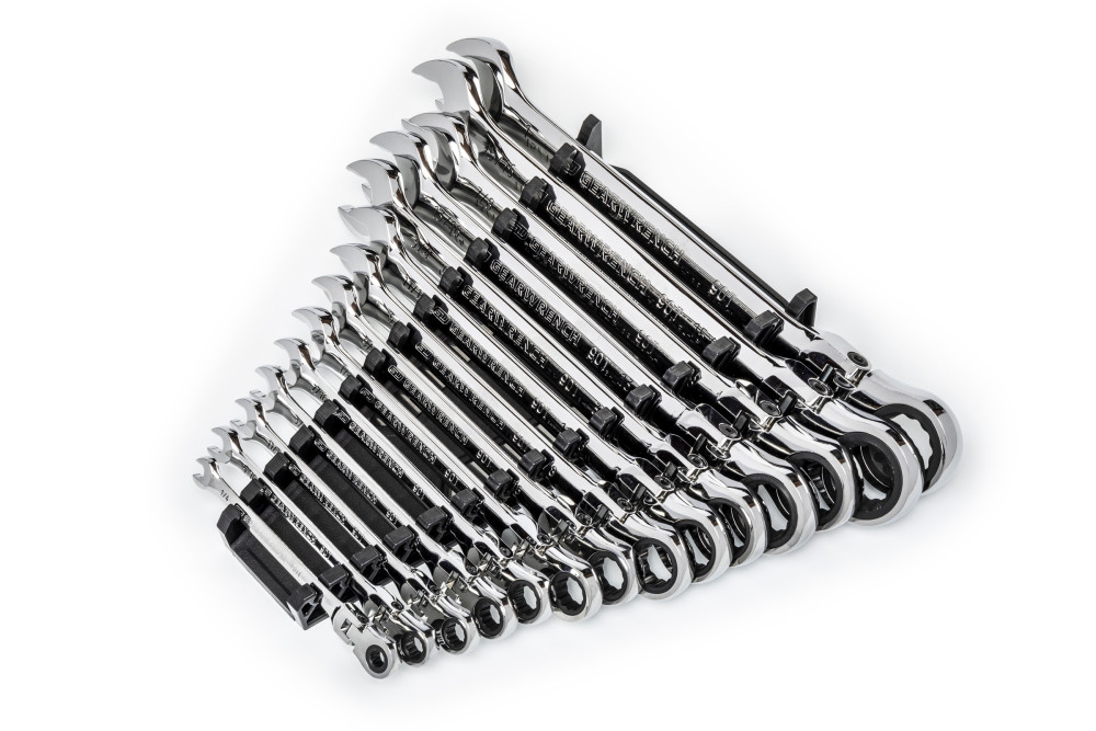 GEARWRENCH 14 Pc 90T 12 Point Flex Head Ratcheting Combination SAE Wrench Set - Ascmtools
