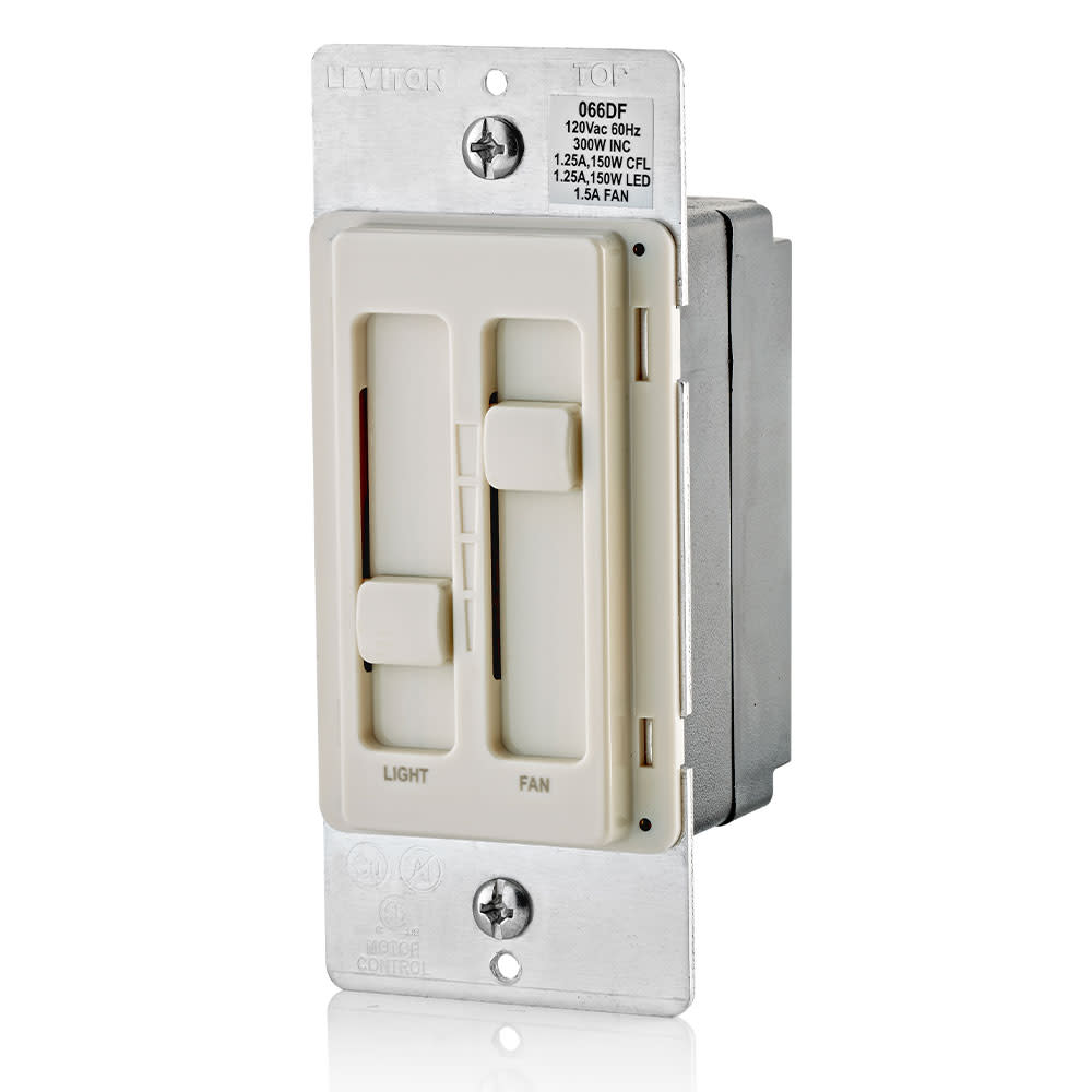 Leviton SureSlide Light Almond Fan/LED Light Control Slide Switch - Ascmtools