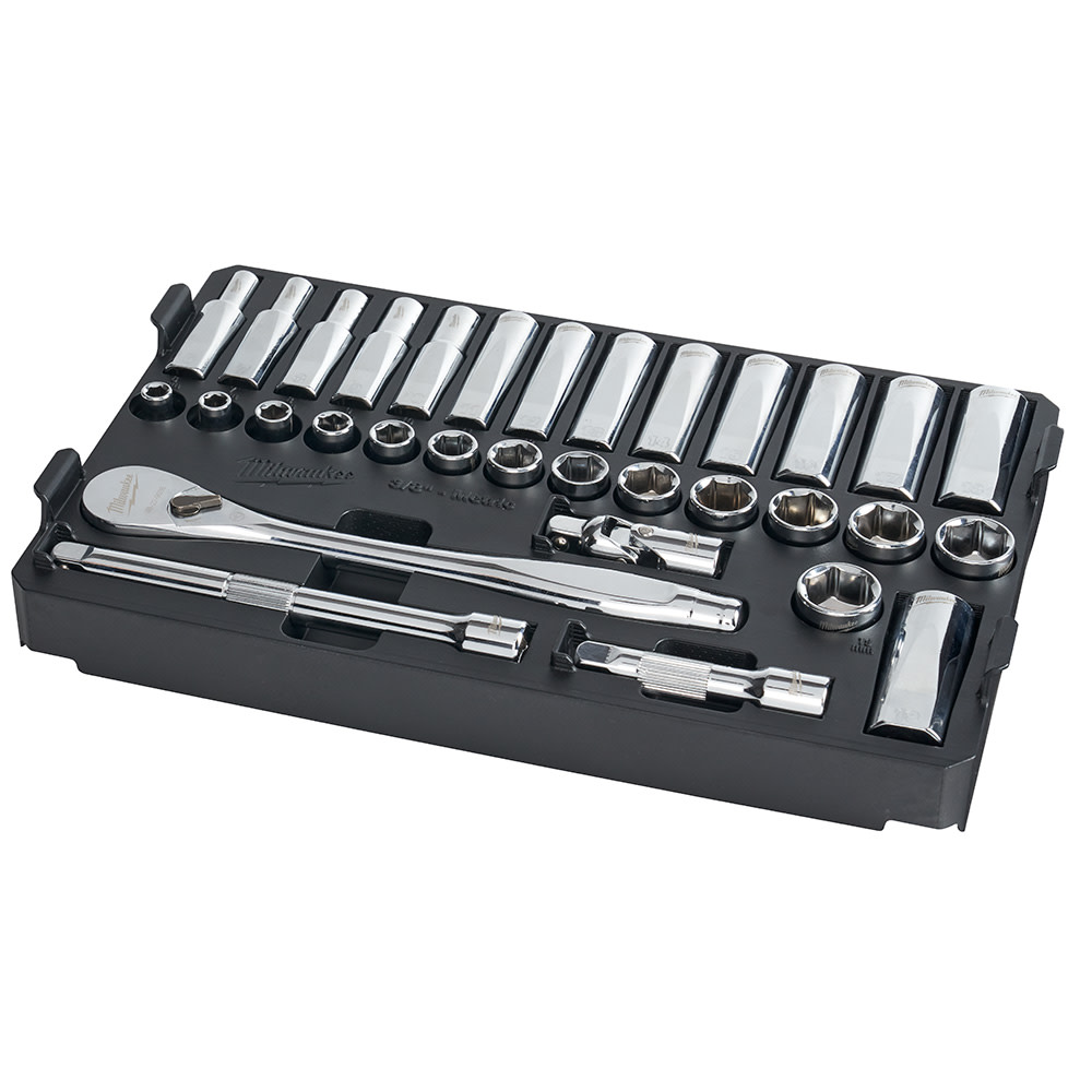 Milwaukee 3/8 32pc Ratchet and Socket Set in PACKOUT – Metric - Ascmtools
