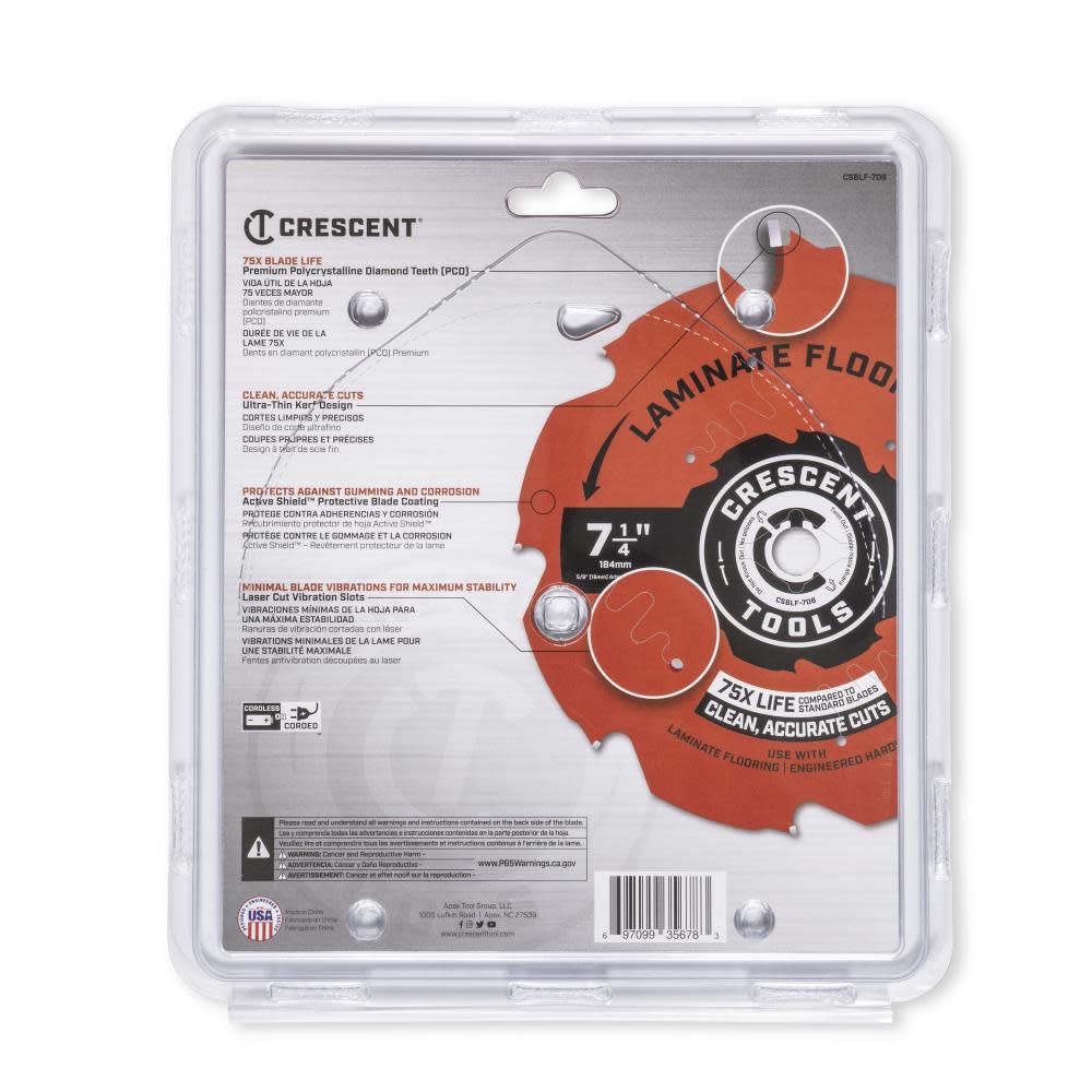 Crescent Circular Saw Blade 7 1/4″ x 8 Tooth Laminate Flooring - Ascmtools