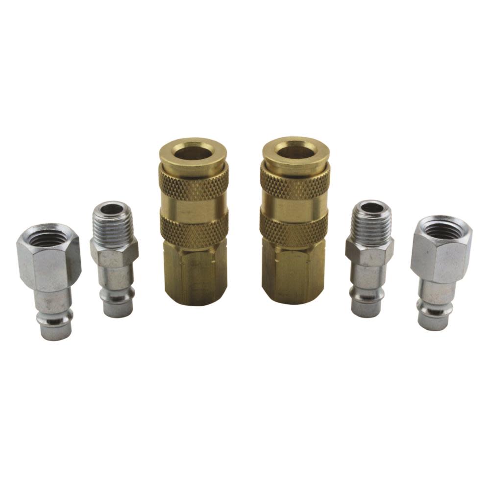 Milton S-217 1/4″ NPT HIGHFLOWPRO V-Style/European Interchange Air Coupler and Plug Fitting Kit (High Volume Low Pressure Application) -6 Piece - Ascmtools