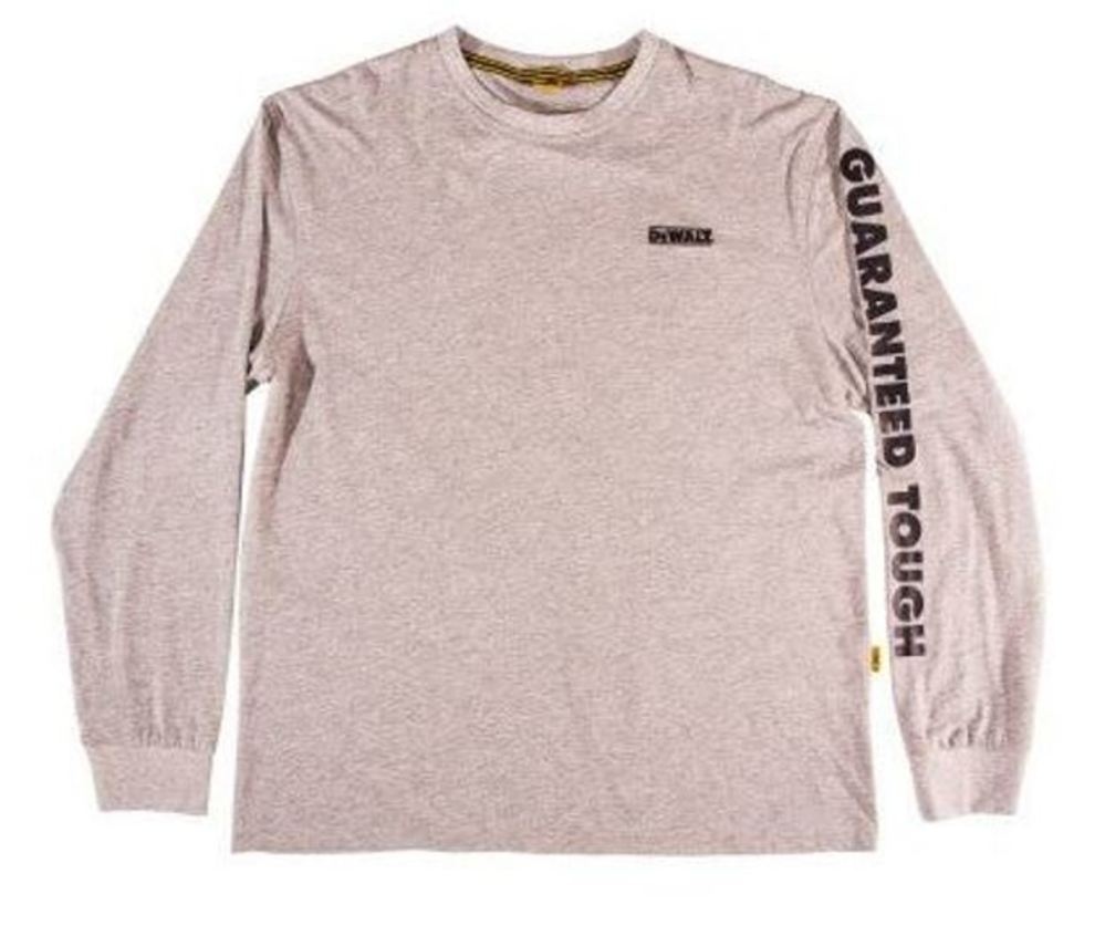 DEWALT Guaranteed Tough Long Sleeve T-Shirt Heather Gray XL - Ascmtools