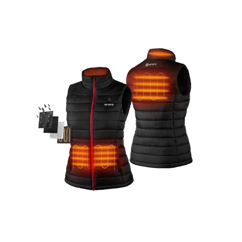 ORORO Womens Black Classic Heated Vest Kit Large - Ascmtools