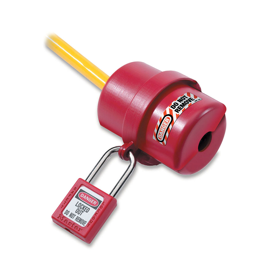 Master Lock Rotating Red Electrical Plug Lockout For 120V and 240V Plugs - Ascmtools