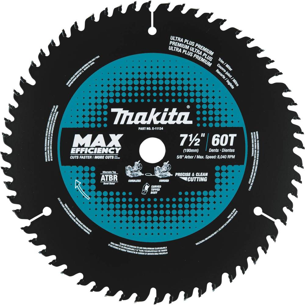 Makita Miter Saw Blade 7 1/2″ 60T Carbide Tipped Max Efficiency - Ascmtools