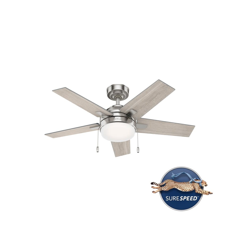 Hunter Fan Barlett Ceiling Fan 44″ Brushed Nickel Light Gray Oak - Ascmtools