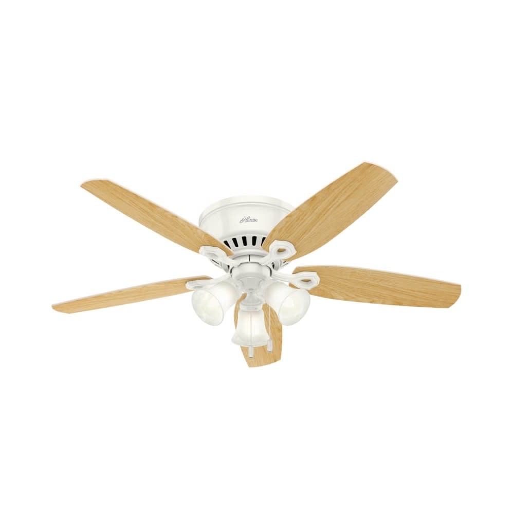 Hunter Fan Builder Ceiling Fan 52″ LED Indoor Snow White/Light Oak - Ascmtools