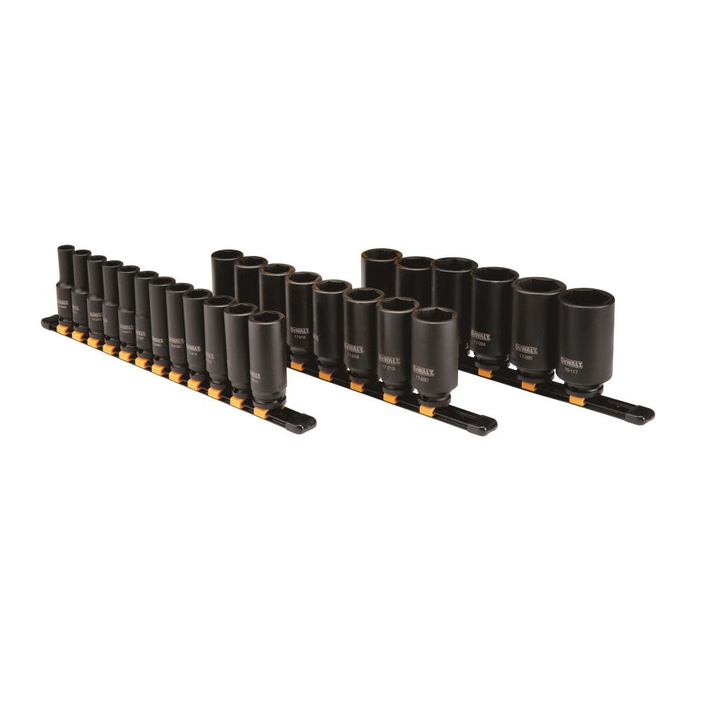 DEWALT 26 Piece 1/2 in Drive Deep Metric Impact Socket Set 6 PT - Ascmtools