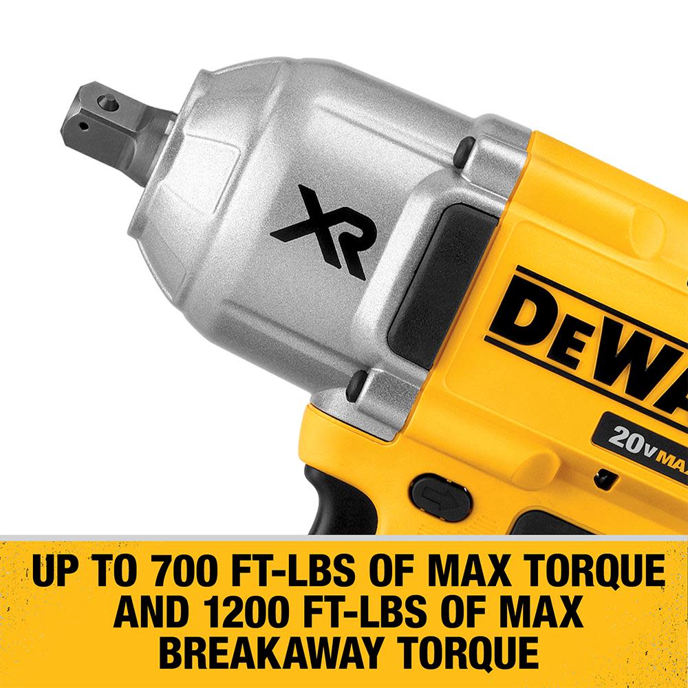 DEWALT 20V MAX XR High Torque 1/2-in Impact Wrench Kit with Detent Anvil - Ascmtools