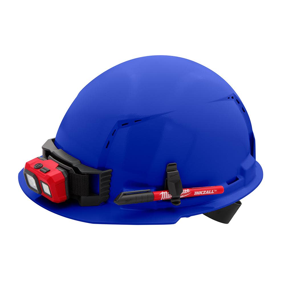 Milwaukee Front Brim Vented Hard Hat with 4pt Ratcheting Suspension Type 1 Class C Blue - Ascmtools