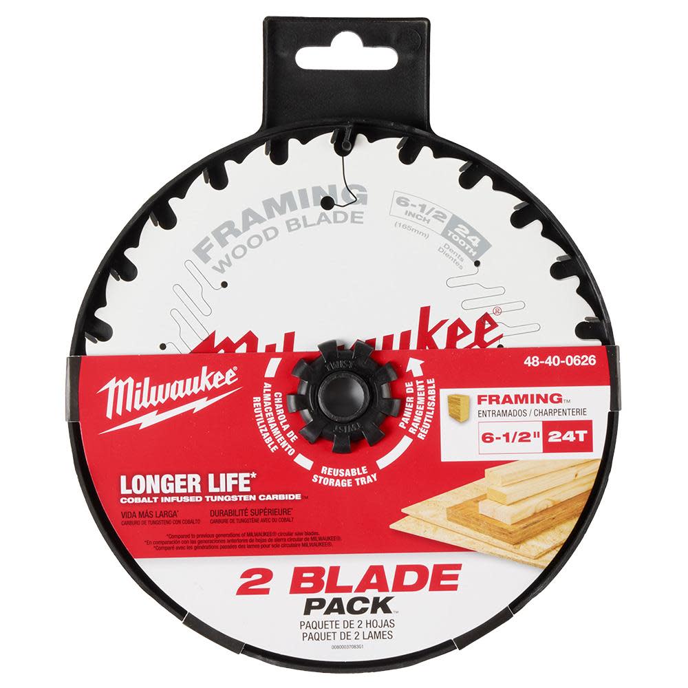 Milwaukee 6-1/2 24T Framing Circular Saw Blade 2PK - Ascmtools