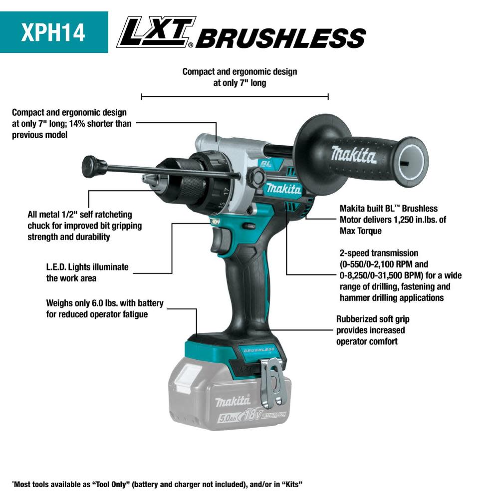 Makita 18V LXT 1/2″ Hammer Driver Drill Bare Tool - Ascmtools