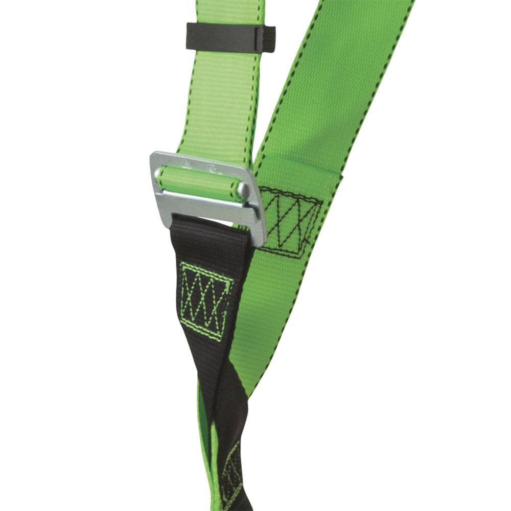 Peakworks Full Body Safety Harness 5-Point Adjustment with Fall Indicator Back and Shoulder D-Rings Pass Thru Leg Buckles Hi-Vis Green/Black Universal Fit - Ascmtools