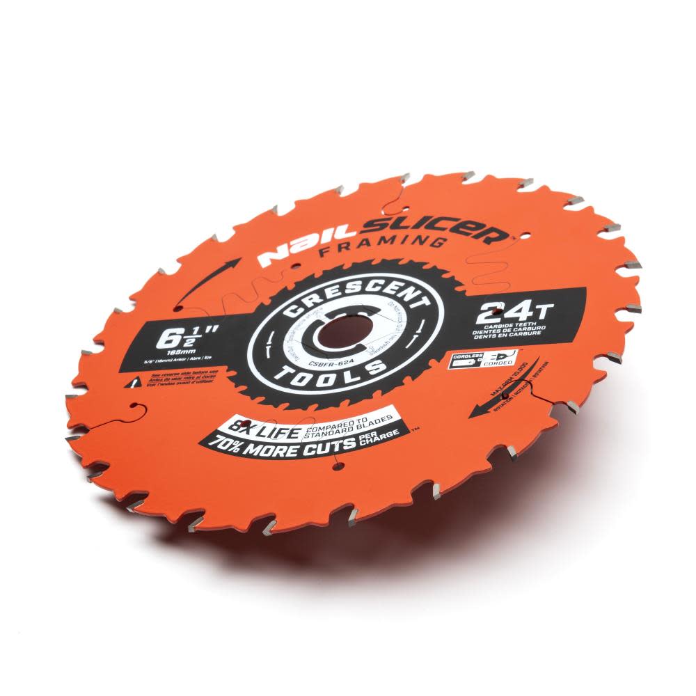 Crescent Nail Slicer Circular Saw Framing Blade 6 1/2″ x 24T - Ascmtools