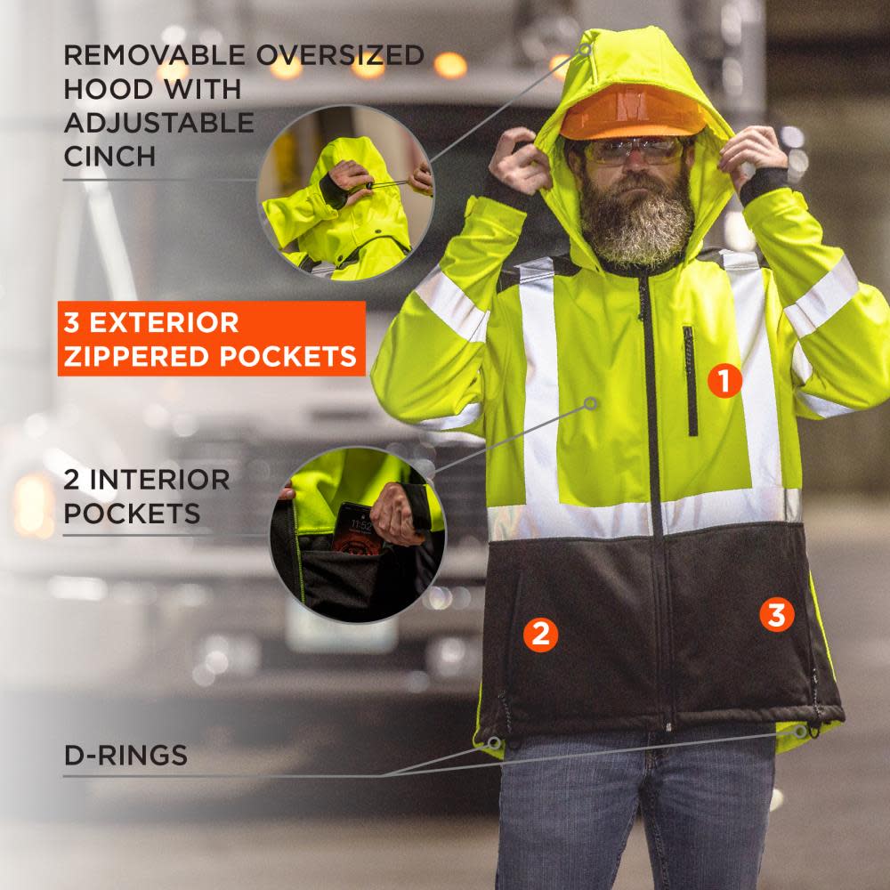 Ergodyne GloWear 8353 Jacket Softshell Water Resistant Lime Hi Vis Small - Ascmtools