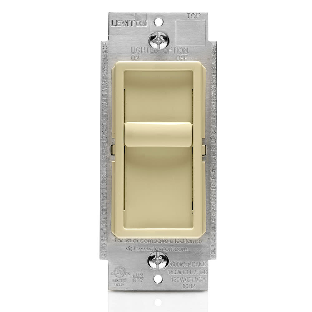 Leviton Decora Dimmer Switch Ivory Incandescent/Halogen Slide - Ascmtools