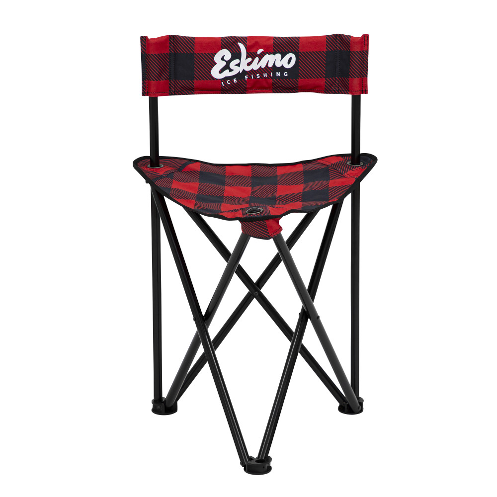 Eskimo Folding Ice Fishing Chair with 600 Denier Plaid Pattern Fabric and Carrying Bag - Ascmtools