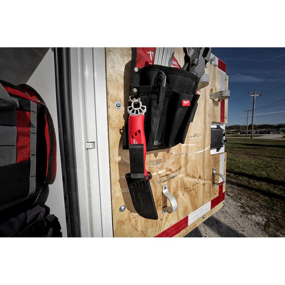 Milwaukee Linemans Blunt Tip Hawkbill Knife with STICKWORK 3-in-1 Ring - Ascmtools