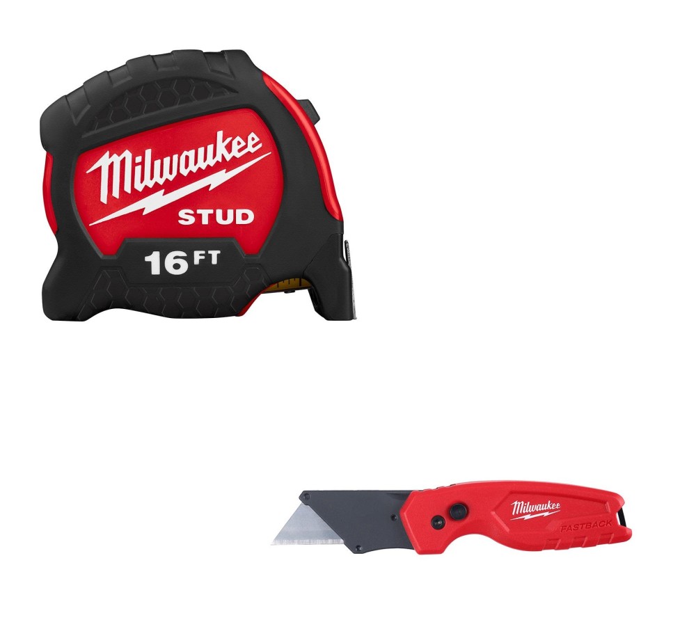 Milwaukee Tape Measure 16′ & Utility Knife Bundle - Ascmtools