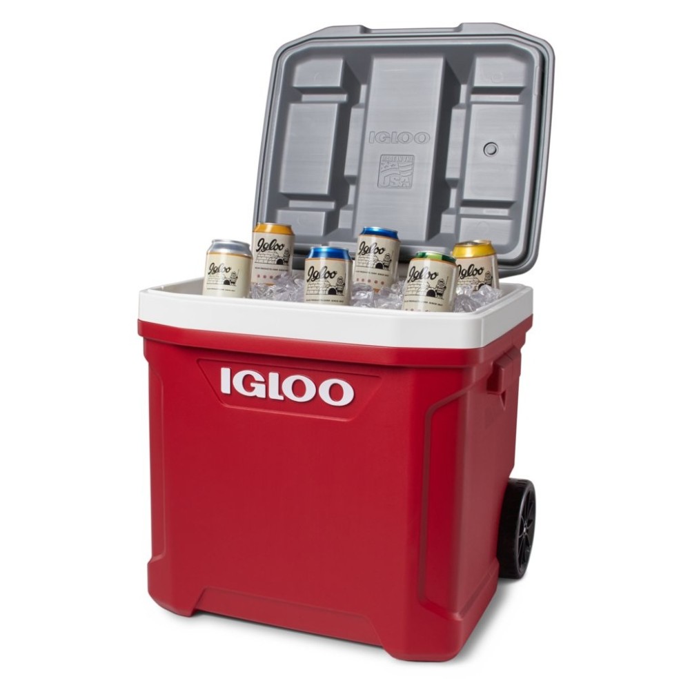 Igloo Latitude 60 Roller Cooler Industrial Red/Meteorite 60qt - Ascmtools