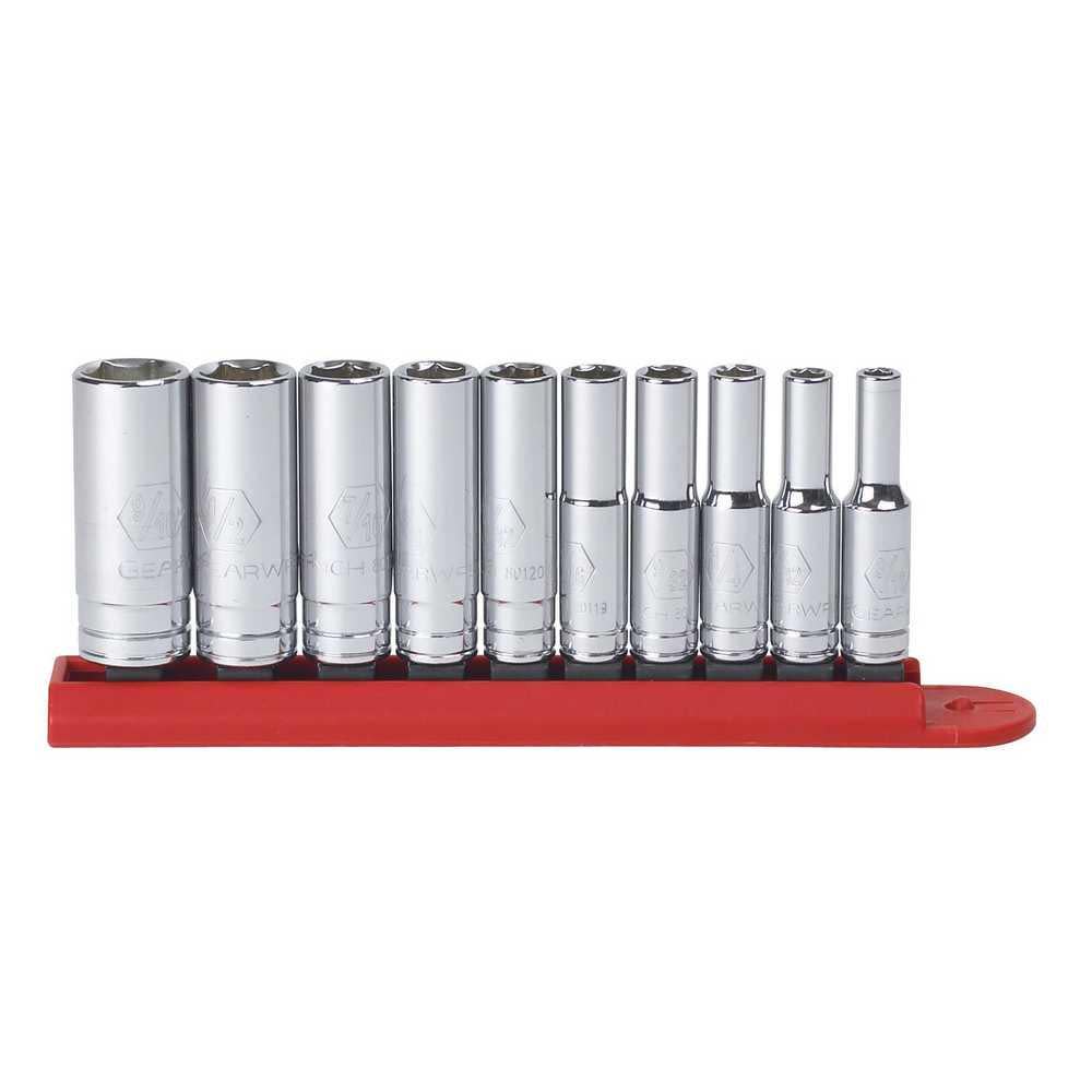 GEARWRENCH 10 Pc 1/4″ Drive 6 Point Deep SAE Socket Set - Ascmtools