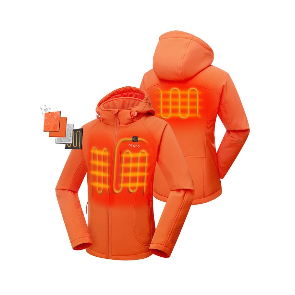 ORORO Womens Sunshine Orange Classic Heated Jacket Kit 2X - Ascmtools