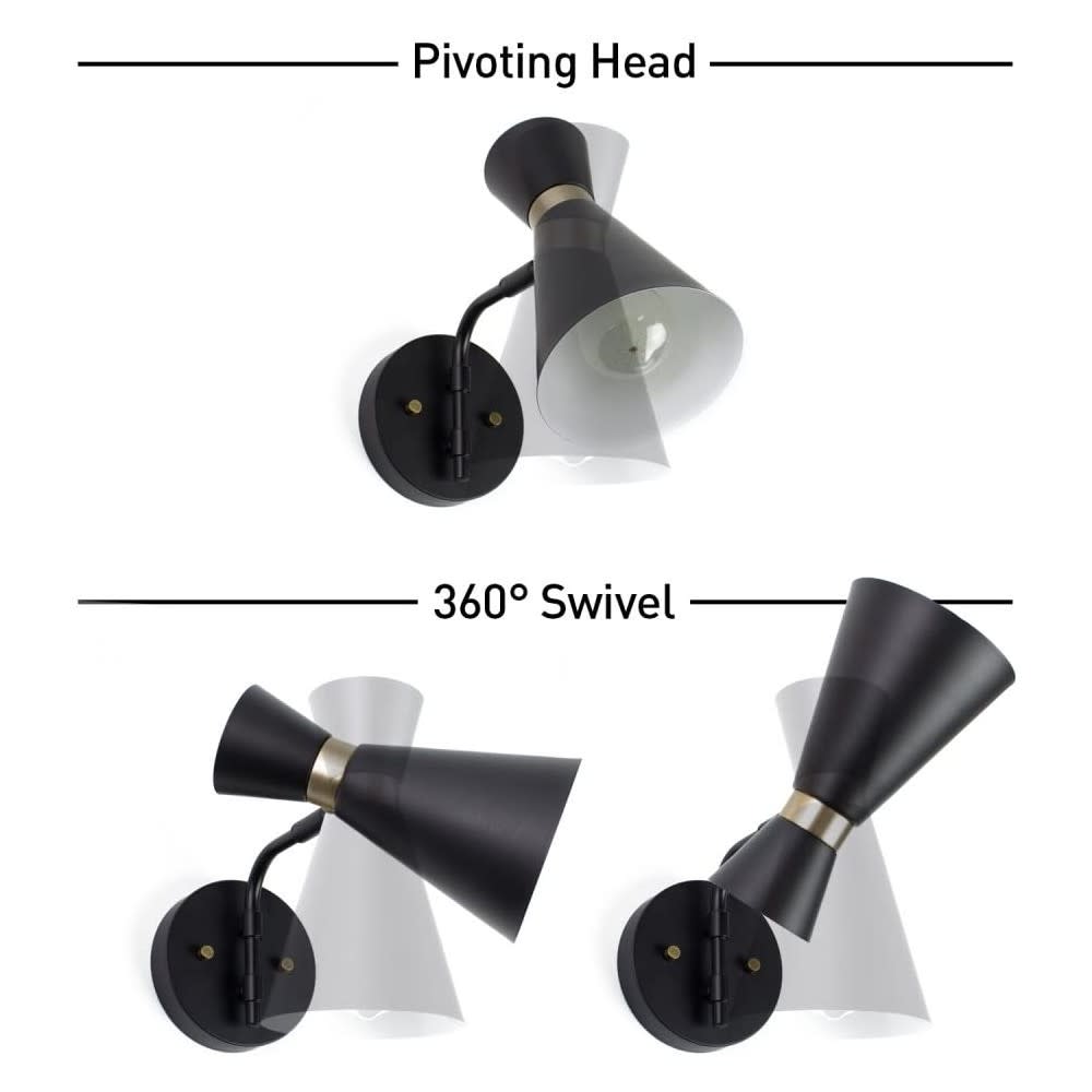 Globe Electric Belmont Wall Sconce Satin Black Hourglass 1 Light - Ascmtools