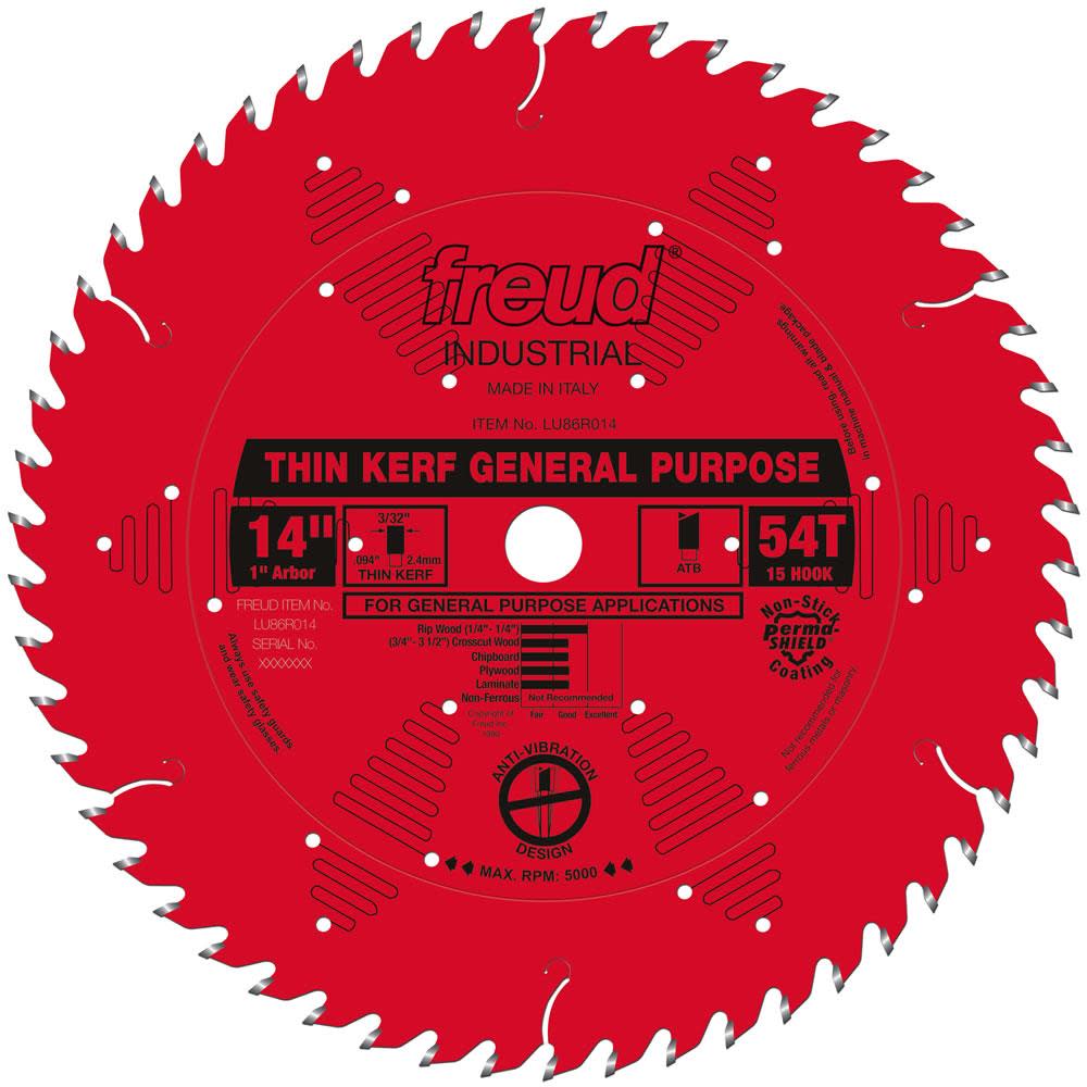 Freud 14 In. x 54T Thin Kerf General Purpose Blade - Ascmtools