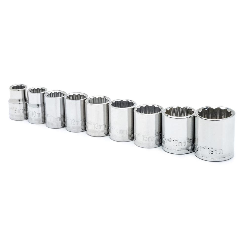 Crescent 9 Pc 3/8 In. Drive 12 Point Metric Socket Set - Ascmtools