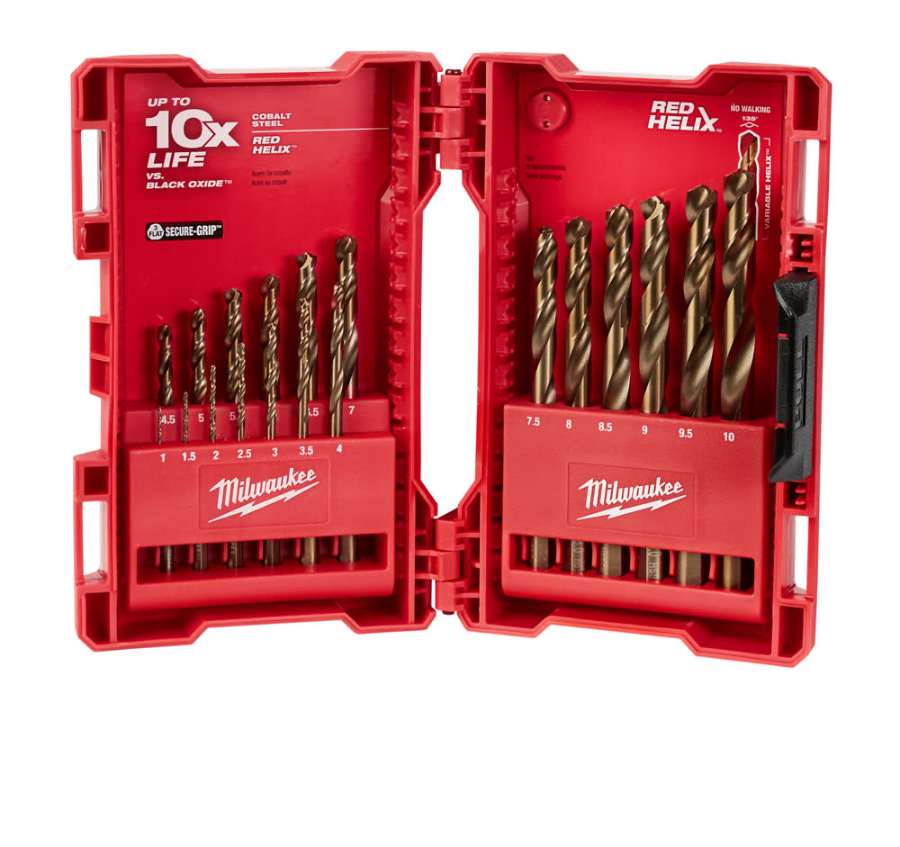 Milwaukee RED HELIX Cobalt Metric Drill Bit Set  19PC - Ascmtools
