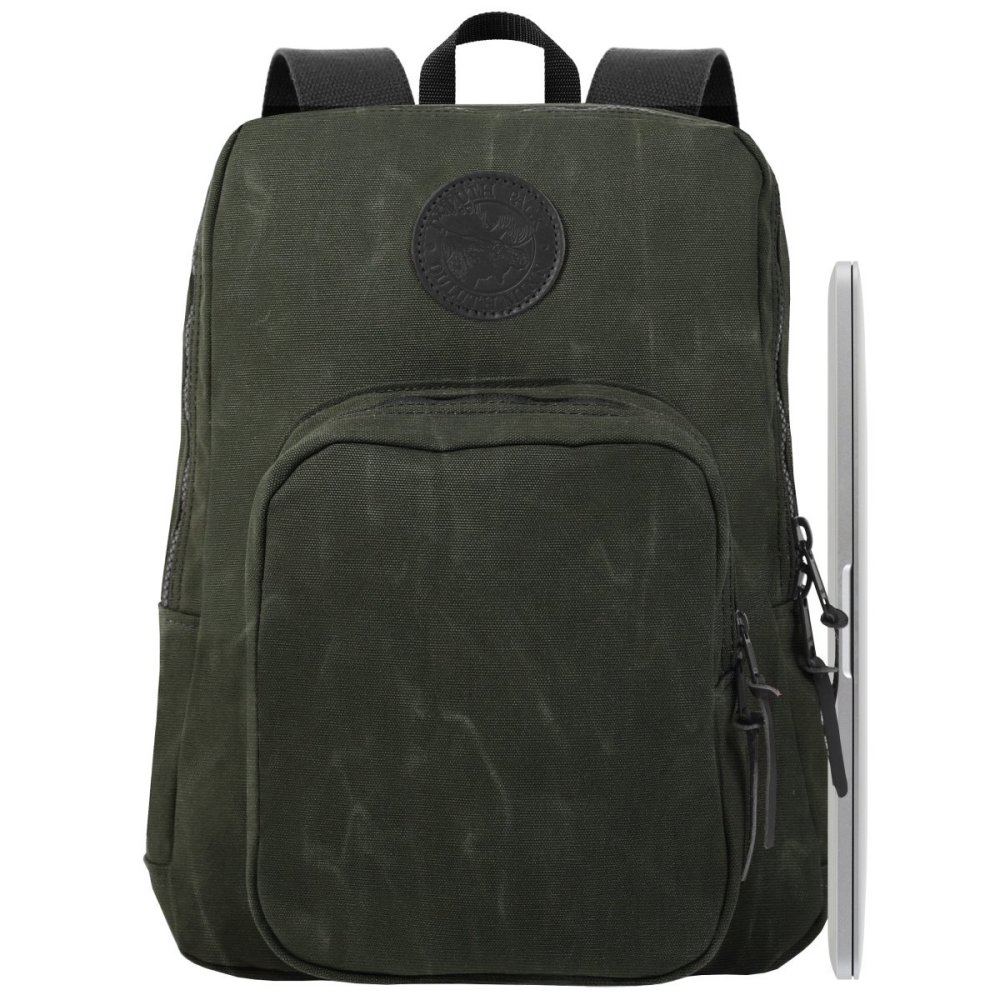 Duluth Pack 21 Liter Capacity Wax Olive Drab Large Standard Laptop Backpack - Ascmtools