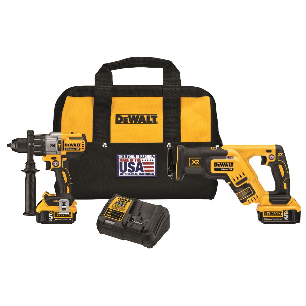 DEWALT 20V MAX XR Hammer Drill & Reciprocating Saw Combo Kit - Ascmtools