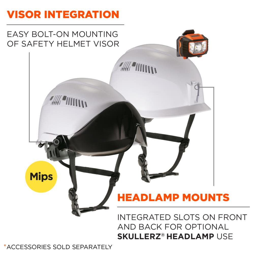 Ergodyne Skullerz 8975 MIPS Safety Helmet Class C with MIPS Technology White - Ascmtools