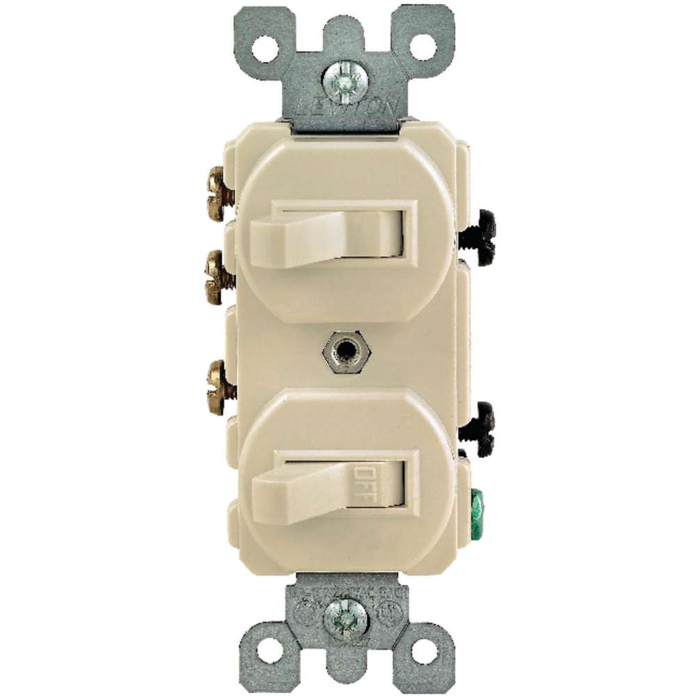 Leviton 3 Way 1 Pole Duplex Combination Rocker Switch 15A Ivory - Ascmtools