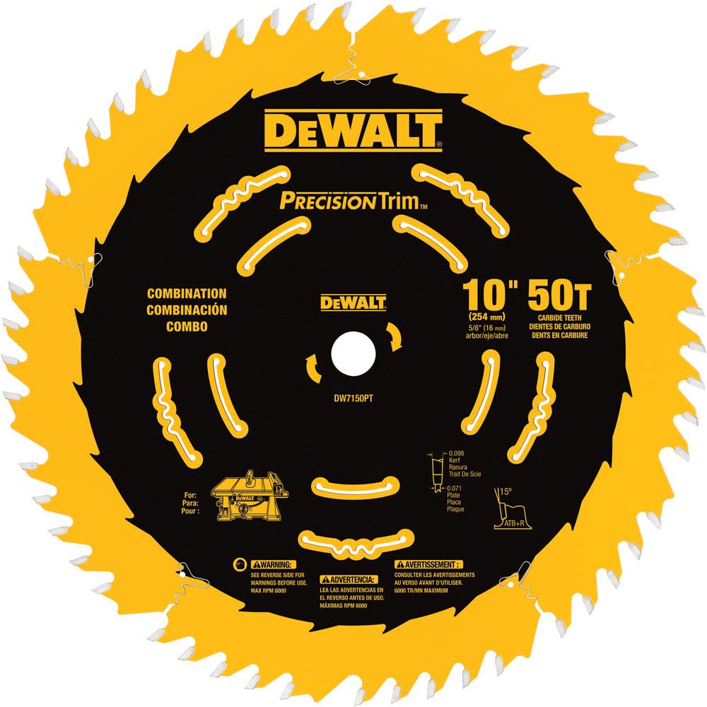 DEWALT 10-in 50T Combination Saw Blade - Ascmtools