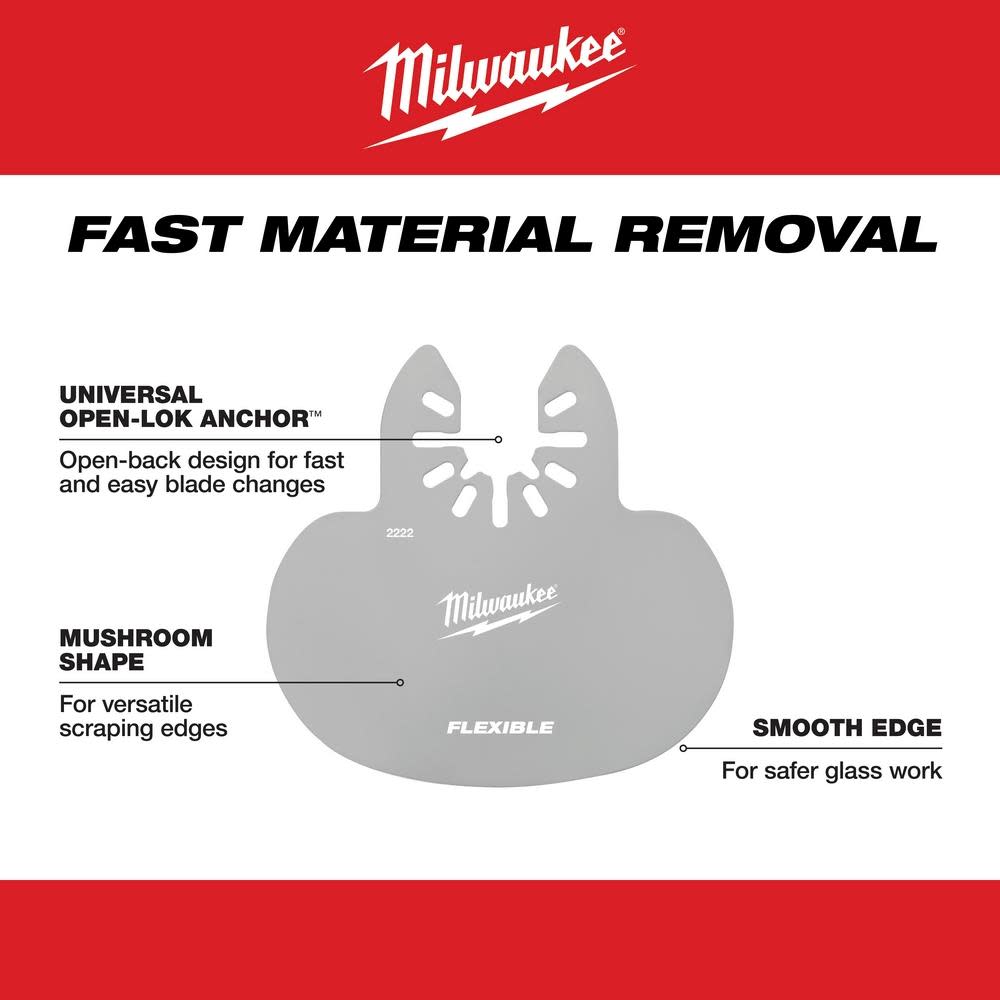 Milwaukee OPEN-LOK MUSHROOM SEALANT SCRAPER BLADE 5PK - Ascmtools