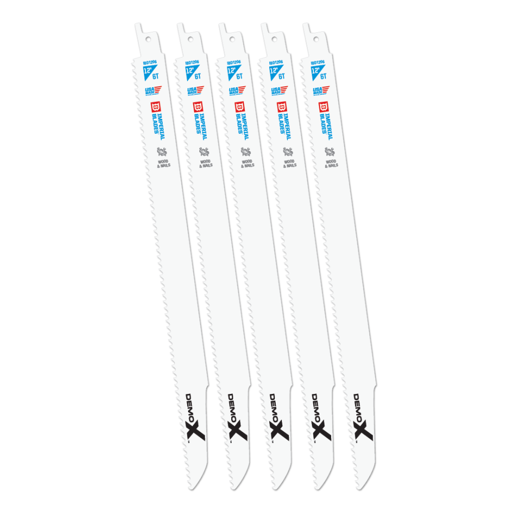 Imperial Blades Demolition 12″ 6 TPI Wood & Nails Reciprocating Blade 5PC - Ascmtools