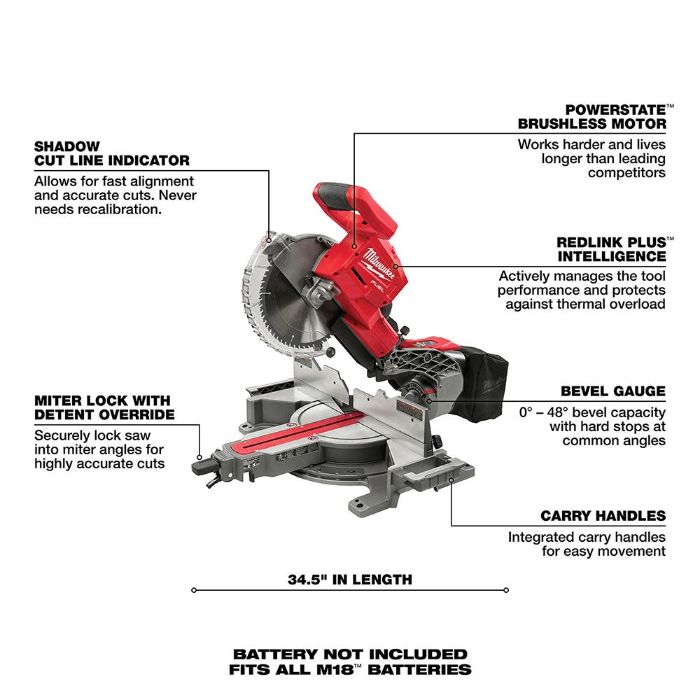 Milwaukee M18 FUEL HIGH DEMAND 10″ Miter Saw Bare Tool - Ascmtools