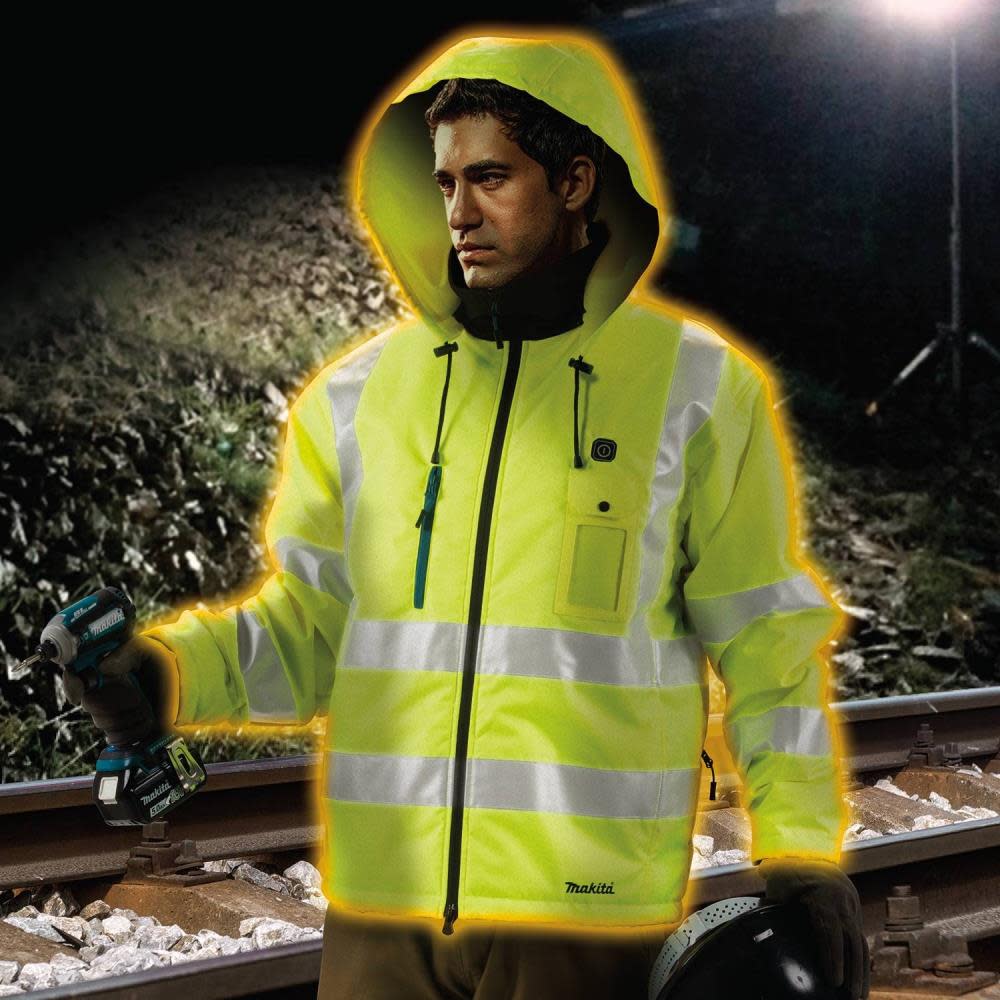 Makita 18V LXT Lithium-Ion Cordless High Visibility Heated Jacket Jacket Only (XL) - Ascmtools