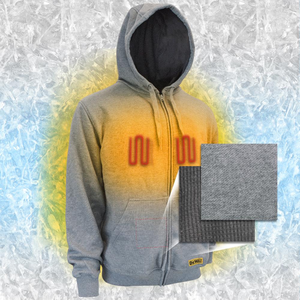 DEWALT Heavy Duty Hoodie French Terry Heather Gray 2X - Ascmtools