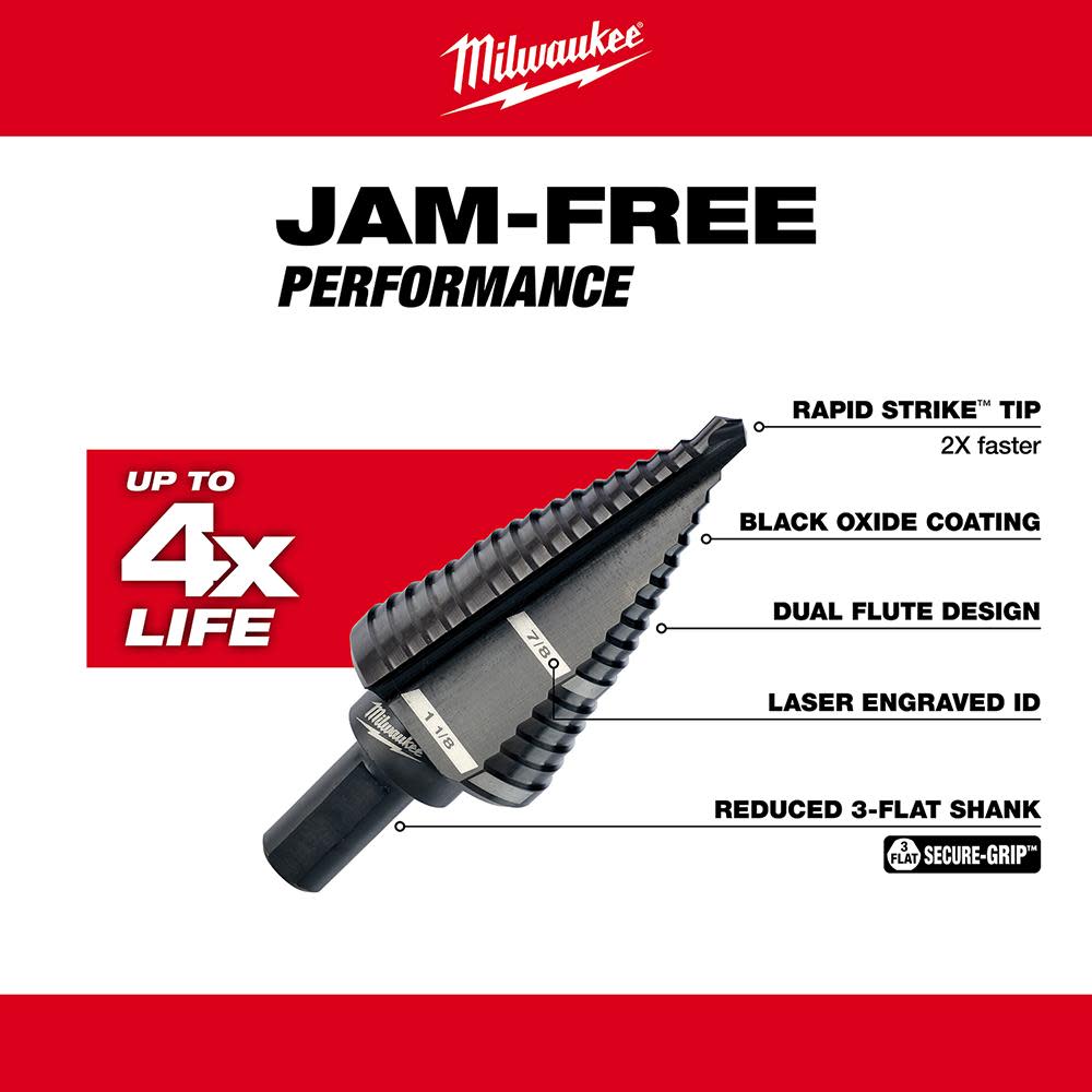 Milwaukee #9 Step Drill Bit 7/8 in. & 1-1/8 in. - Ascmtools