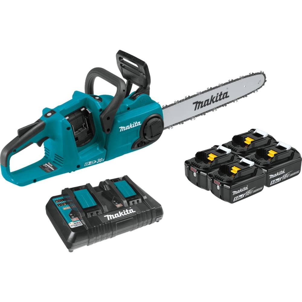 Makita 18V X2 (36V) LXT Lithium-Ion Brushless Cordless 16″ Chain Saw Kit with 4 Batteries (5.0Ah) - Ascmtools