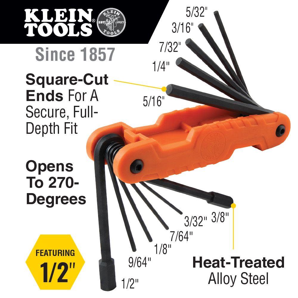 Klein Tools Pro Folding Hex Key Set - Ascmtools